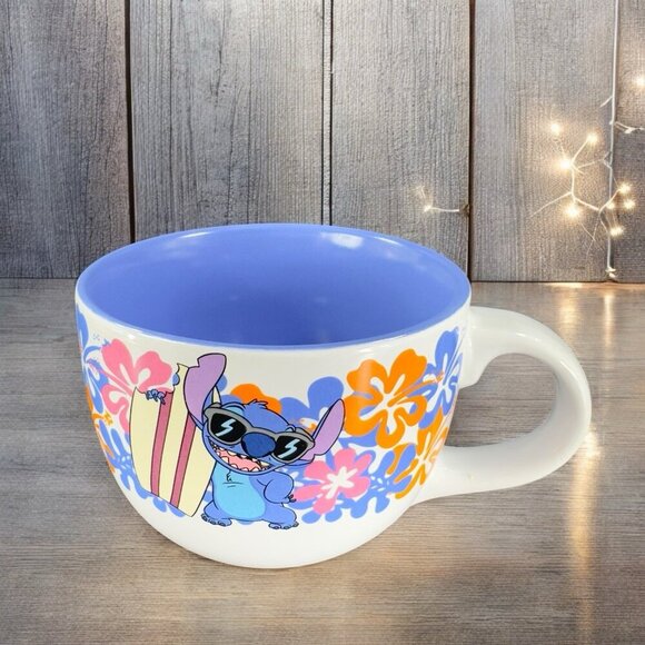 Lilo and Stitch Floral Style Ceramic Soup Mug Ceramic Coffee Mug Cup Large 24oz - Picture 1 of 13